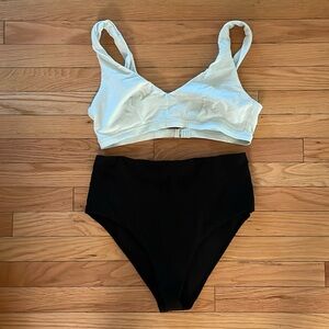 Lululemon Seersucker Swimsuit high waist ‘Cheeky’ bottoms + top